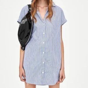 NEW! Zara TRF blue stripe shirt dress!